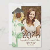 Sunflower Graduation Faire-part avec pays Casquett (Devant)