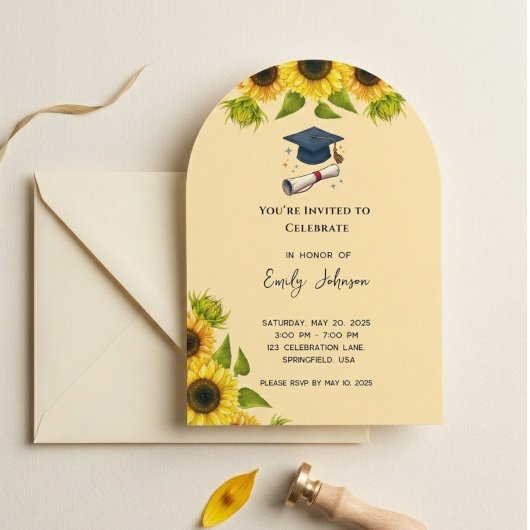 Sunflower Graduation Party Invitation