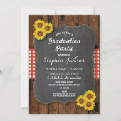 Sunflower Graduation Party Rustic Wood Invitation (Devant)