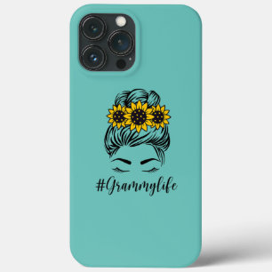 Sunflower Grammy Life Messy Bun Moederdag iPhone 13 Pro Max Hoesje