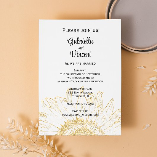 Sunflower Graphic Wedding Kaart