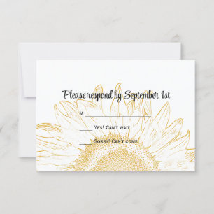 Sunflower Graphic Wedding RSVP Kaartje