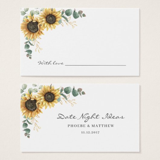 Sunflower Greenery Bridal Shower Date Night Ideas (Devant & derrière)