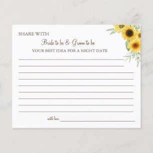 Sunflower greenery deelt een date night idea card flyer