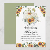 Sunflower Greenery Pumpkin Baby shower Invitation (Voorkant / Achterkant)