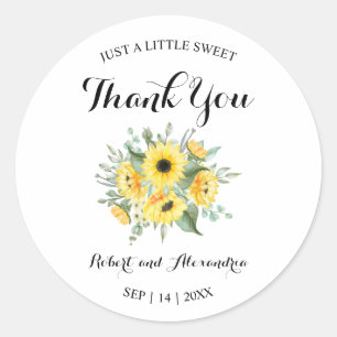 Sunflower Greenery Sweet Treat Wedding Dank je Ronde Sticker