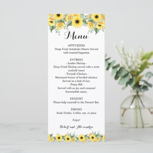 Sunflower Greenery van het menu Berichten (Staand voorkant)