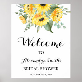 Sunflower Greenery Welcome Vrijgezellenfeest Sign Poster