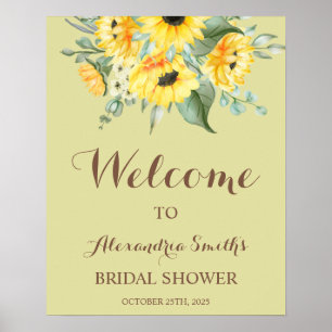 Sunflower Greenery Welcome Vrijgezellenfeest Sign Poster
