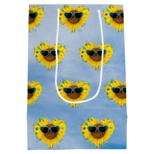 Sunflower Heart Abstract op Sky Medium Cadeauzakje (Achterkant)
