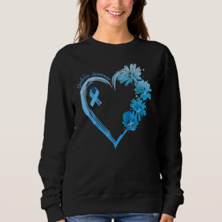 Sunflower Heart Blue Ribbon Diabetes Awareness Mon Trui