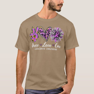 Sunflower Hippie Peace Love Cure Alzheimers Awaren T-shirt