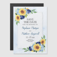 Sunflower Hydrangea Blue Waterverf Wedding