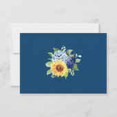 Sunflower Hydrangea Blue Waterverf Wedding RSVP Kaartje (Achterkant)