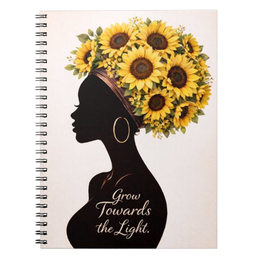 Sunflower Inspirational Black Woman Floral Journal (Devant)
