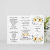 Sunflower Ivory Peony Eucalyptus Weddenschap (Staand voorkant)