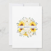 Sunflower Ivory Peony Floral Eucalyptus Wedding Save The Date (Achterkant)