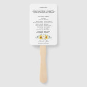 Sunflower Ivory Peony Floral Wedding Programme Handwaaier (Achterkant)