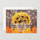 Sunflower Jar Rustic Fall Wedding Save the Date Aankondigingskaart (Voorkant / Achterkant)