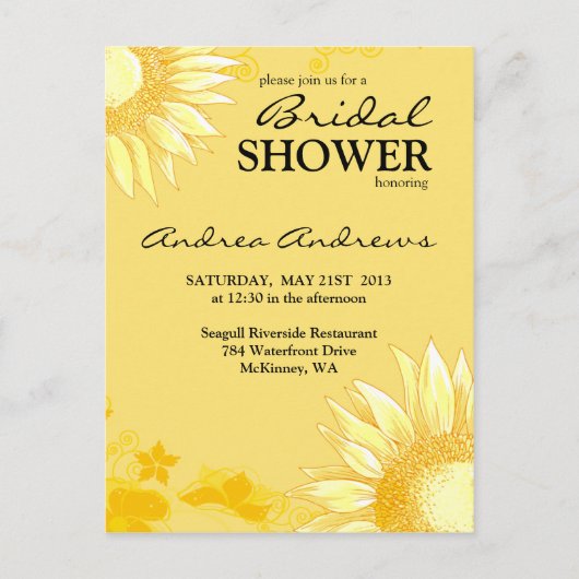 Sunflower Jaune Classy & Fun Invitation Fête des m (Devant)