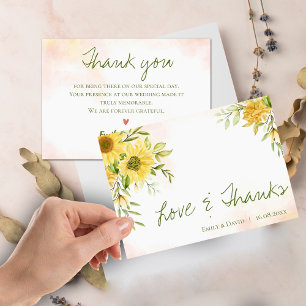 Sunflower Jaune Élégant Amour & Merci Mariage