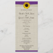 Sunflower jaune et Burlap Programme de mariage vio (Devant)