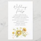 Sunflower Jaune Programme de mariage rustique (Dos)