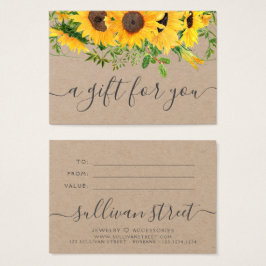 Sunflower Kraft Small Business Gift Certificate Visitekaartje