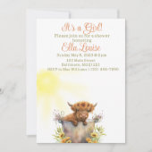 Sunflower l Highland vache baby shower invitation (Devant)