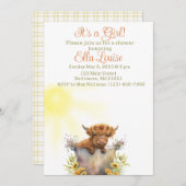 Sunflower l Highland vache baby shower invitation (Devant / Derrière)