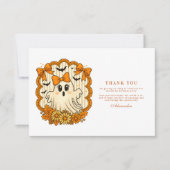 Sunflower Lace Ghost Halloween 1st Birthday Bedankkaart (Voorkant)