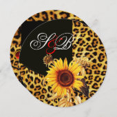 SUNFLOWER, LEOPARD FUR RIBBON, RED RUBY GEMSTONE KAART (Voorkant / Achterkant)