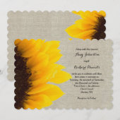 Sunflower Linen Rustic Wedding Invitation Kaart (Voorkant / Achterkant)