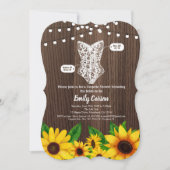 Sunflower lingerie douche invitation bois rustique (Devant)