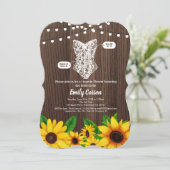 Sunflower lingerie douche invitation bois rustique (Debout devant)