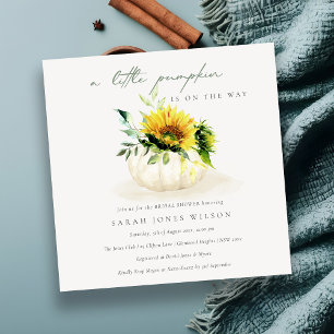 Sunflower Little Floral Pumpkin Baby shower Invite Bedankkaart