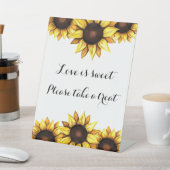 Sunflower Love is Sweet Wedding Pedestal Sign Reclamebord Met Voetstuk (Insitu)