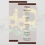 Sunflower Love Menu Mariage (Devant / Derrière)