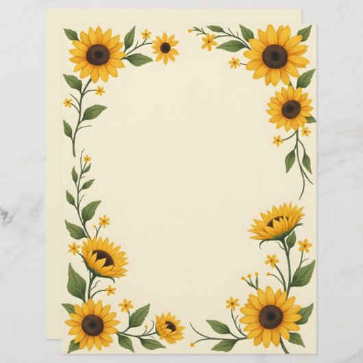 Sunflower Love Stationery Paper Briefhoofd (Voorkant / Achterkant)
