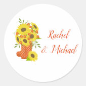 Sunflower Love Wedding Ronde Sticker (Voorkant)