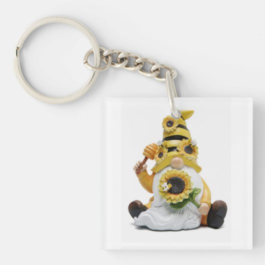 SUNFLOWER LOVING GNOME "KEY CHAIN" SLEUTELHANGER (voorkant)