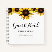 Sunflower Mariage Floral Blanc Jaune Livre d'Invit (Devant)