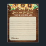 Sunflower Mariage Nouveau M. Mme Newlyweds Carte d<br><div class="desc">"Conseil & Bien Envies pour les nouvelles cartes de mariage Mr & Mrs" dans un style rustique élégant avec des lampes à cordes et des tournesols. Tout le texte est entièrement personnalisable. Mes invitations,  jeux,  décorations,  et bien plus se trouvent dans ma collection de tournesols heureux.</div>