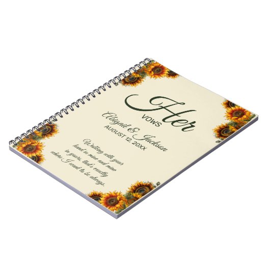 Sunflower Mariage Ses Vows Carnet personnalisable (Côté gauche)