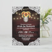 Sunflower Mason Jar Bois Bridal Douche Invitations (Debout devant)