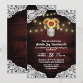 Sunflower Mason Jar Bois Bridal Douche Invitations (Devant / Derrière)