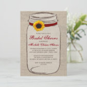 Sunflower Mason Jar Bridal Showuitnodiging Kaart (Staand voorkant)