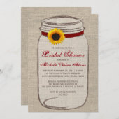 Sunflower Mason Jar Bridal Showuitnodiging Kaart (Voorkant / Achterkant)