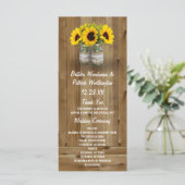 Sunflower Mason Jar Burlap + Programmes de mariage (Debout devant)