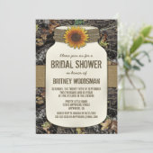 Sunflower Mason Jar Camo Invitations de douche nup (Debout devant)